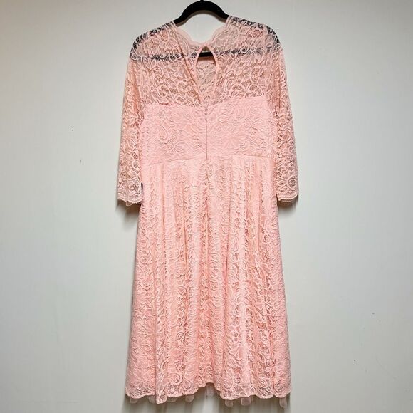 NWT Torrid midi Elegant Lace Illusion Dress Impatience pink Sz 18 - Picture 5 of 9